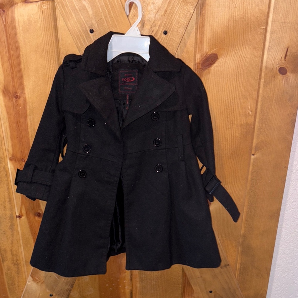 Yoki Black Kids Pea Coat
